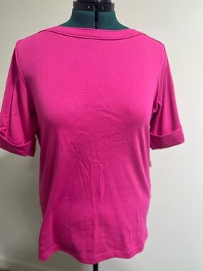 Karen Scott Hot Pink Short Sleeve Scoop Neck Top